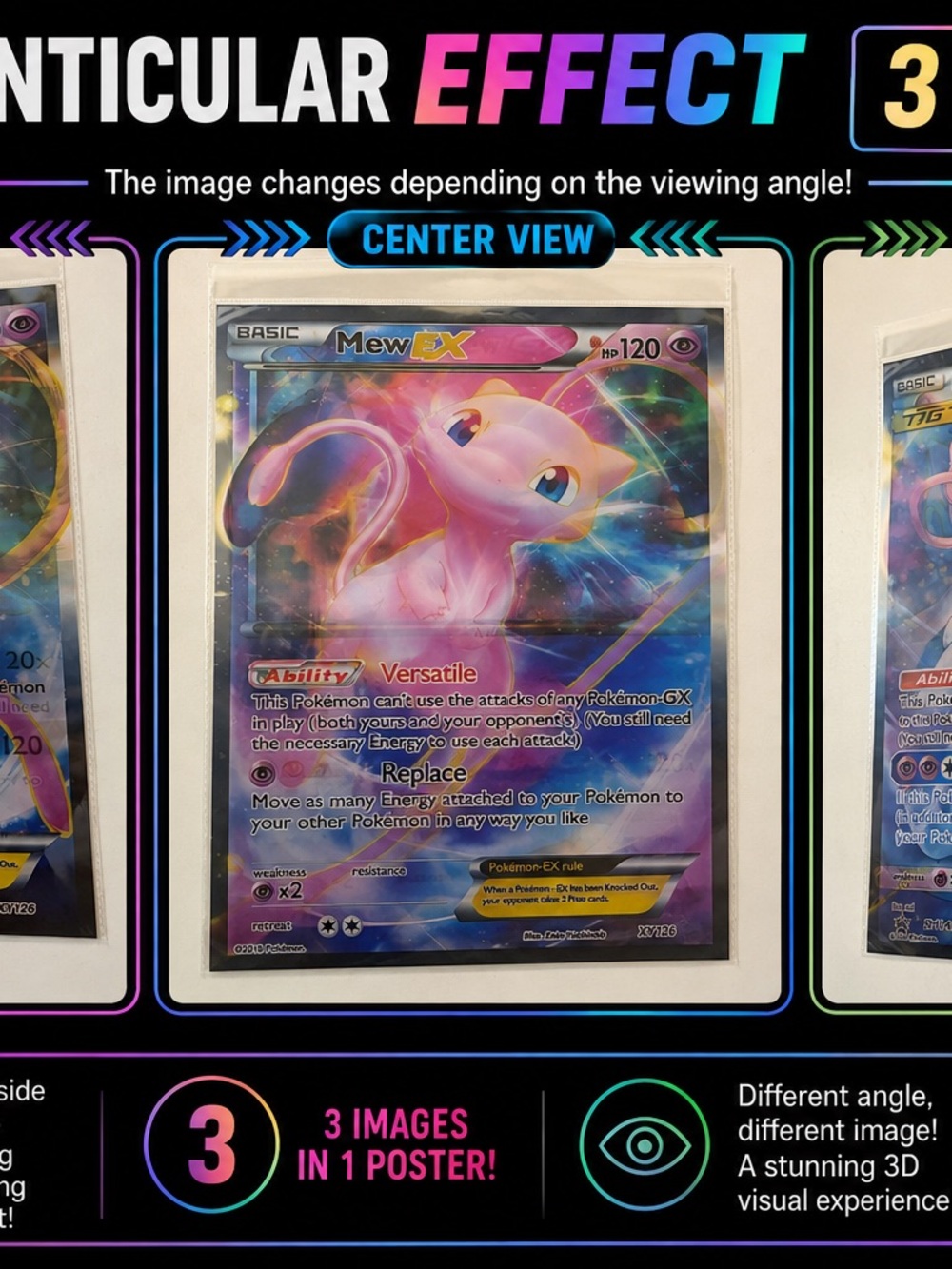 Mew EX Lenticular Collectible Card Poster - Pink